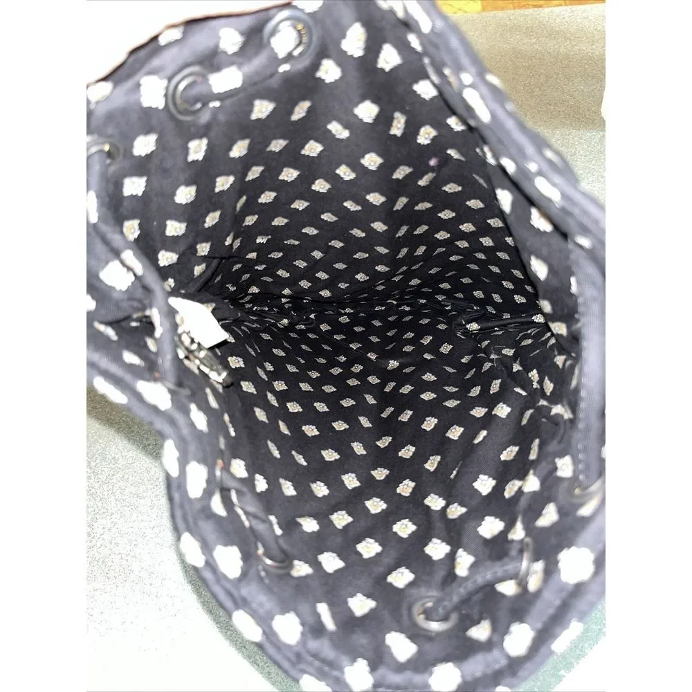 Vintage Vera Bradley Retired Classic Black Red‎ Grey Tan Accents Drawstring Bag